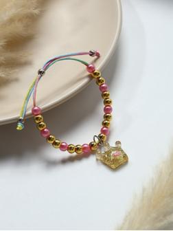 Браслет детский «Выбражулька» на затяжке, корона с бусинами, цветной