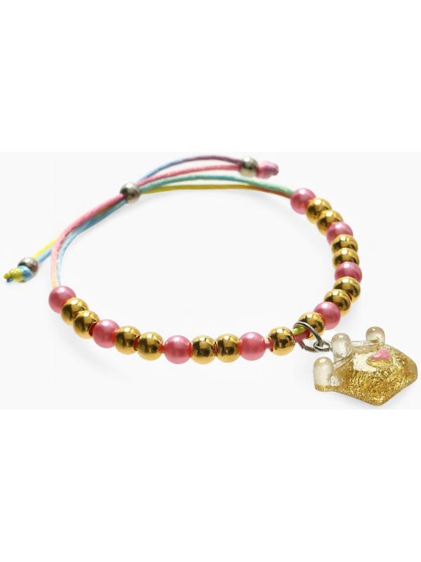 Браслет детский «Выбражулька» на затяжке, корона с бусинами, цветной