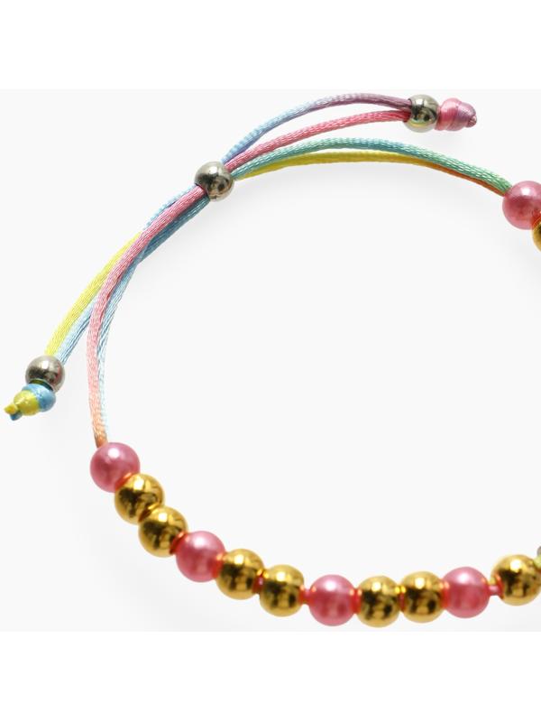 Браслет детский «Выбражулька» на затяжке, корона с бусинами, цветной