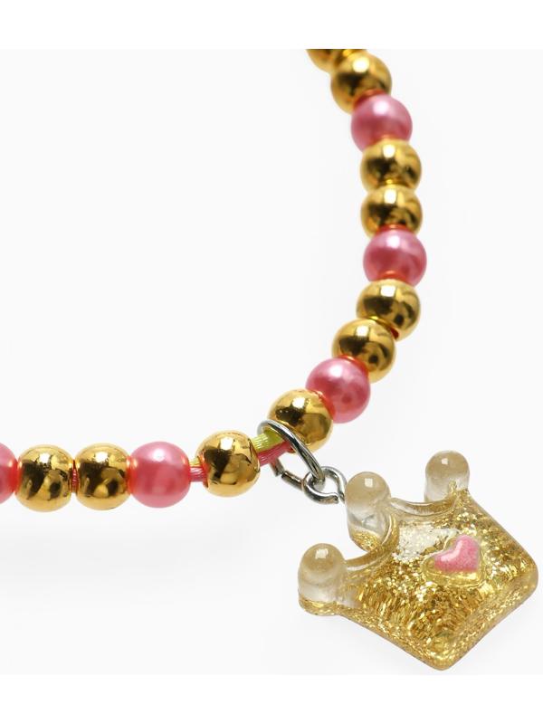 Браслет детский «Выбражулька» на затяжке, корона с бусинами, цветной