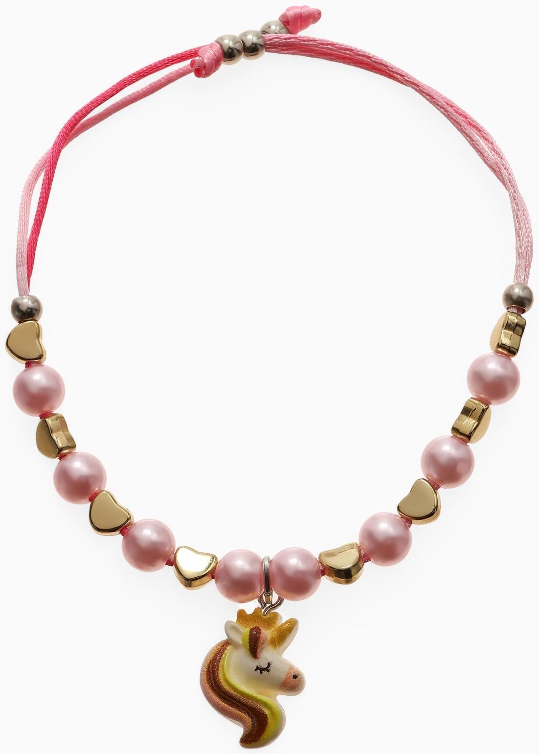 Браслет детский «Выбражулька» на затяжке, единорог с бусинами, цветной