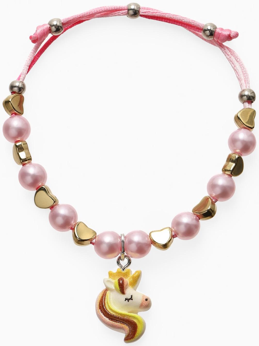 Браслет детский «Выбражулька» на затяжке, единорог с бусинами, цветной