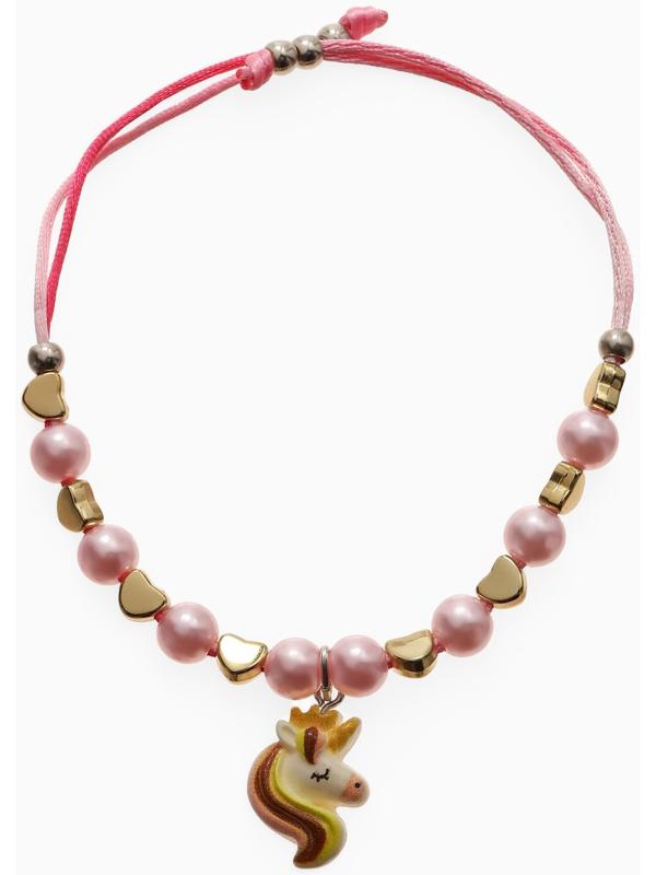 Браслет детский «Выбражулька» на затяжке, единорог с бусинами, цветной