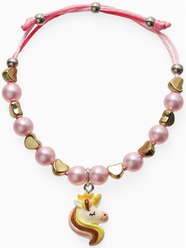 Браслет детский «Выбражулька» на затяжке, единорог с бусинами, цветной