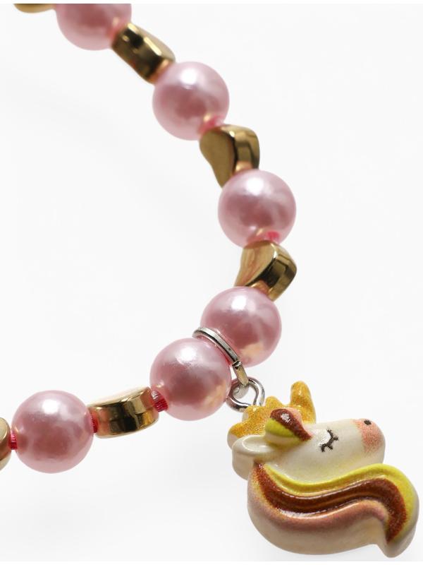 Браслет детский «Выбражулька» на затяжке, единорог с бусинами, цветной