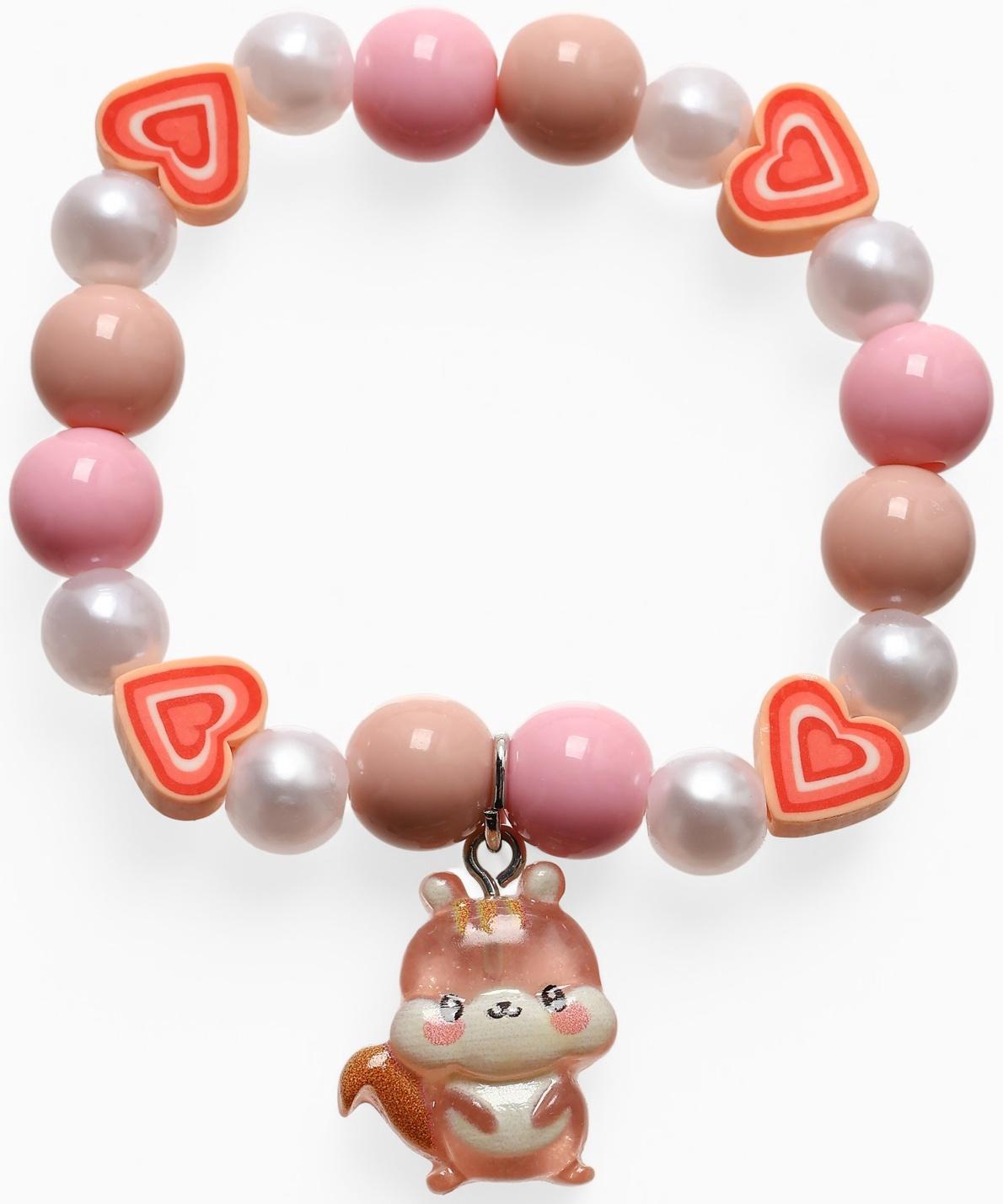 Браслет детский «Выбражулька» фимо с бусинами, белочка с бусинами, цветной