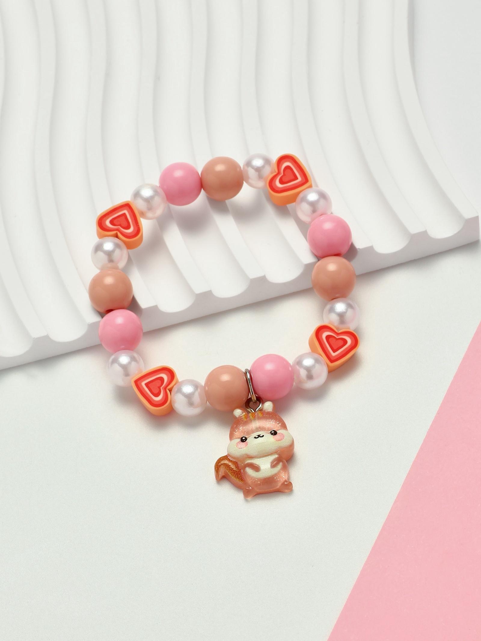 Браслет детский «Выбражулька» фимо с бусинами, белочка с бусинами, цветной