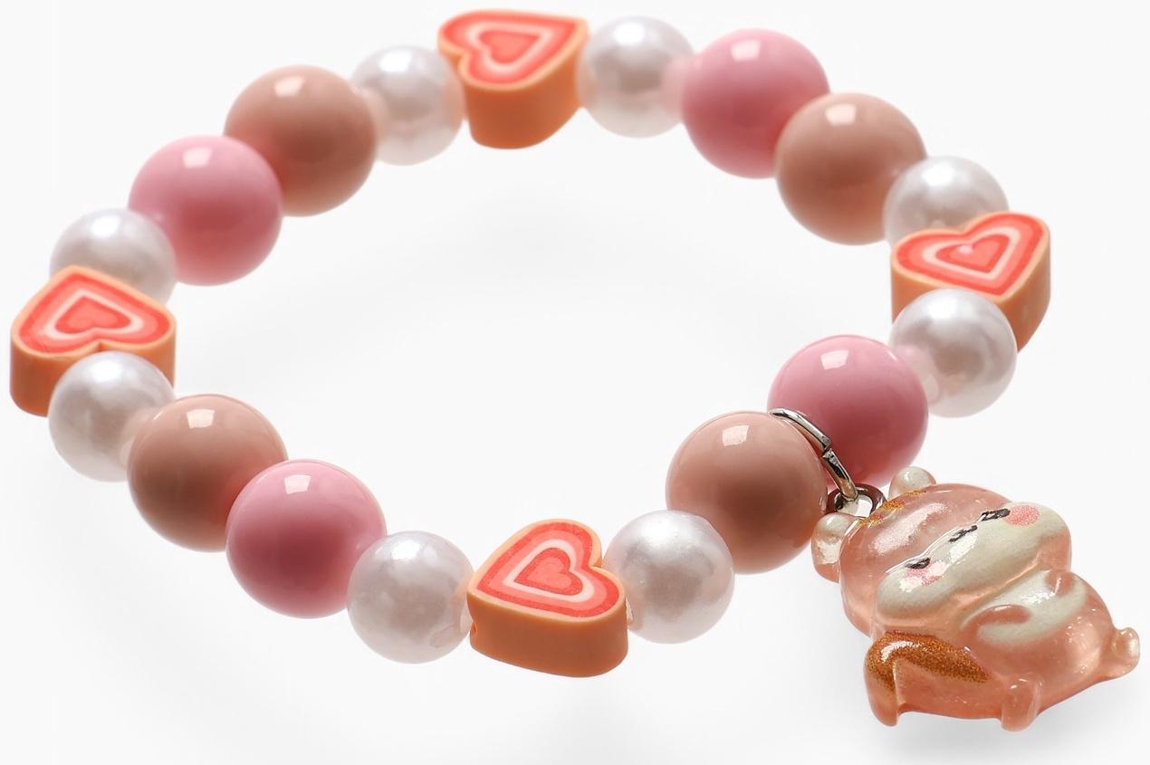 Браслет детский «Выбражулька» фимо с бусинами, белочка с бусинами, цветной