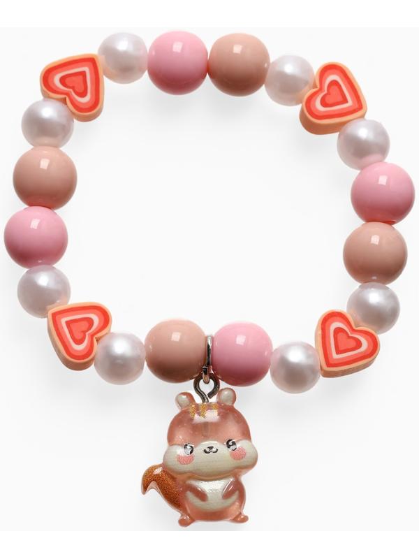 Браслет детский «Выбражулька» фимо с бусинами, белочка с бусинами, цветной