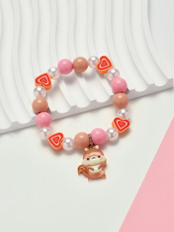 Браслет детский «Выбражулька» фимо с бусинами, белочка с бусинами, цветной