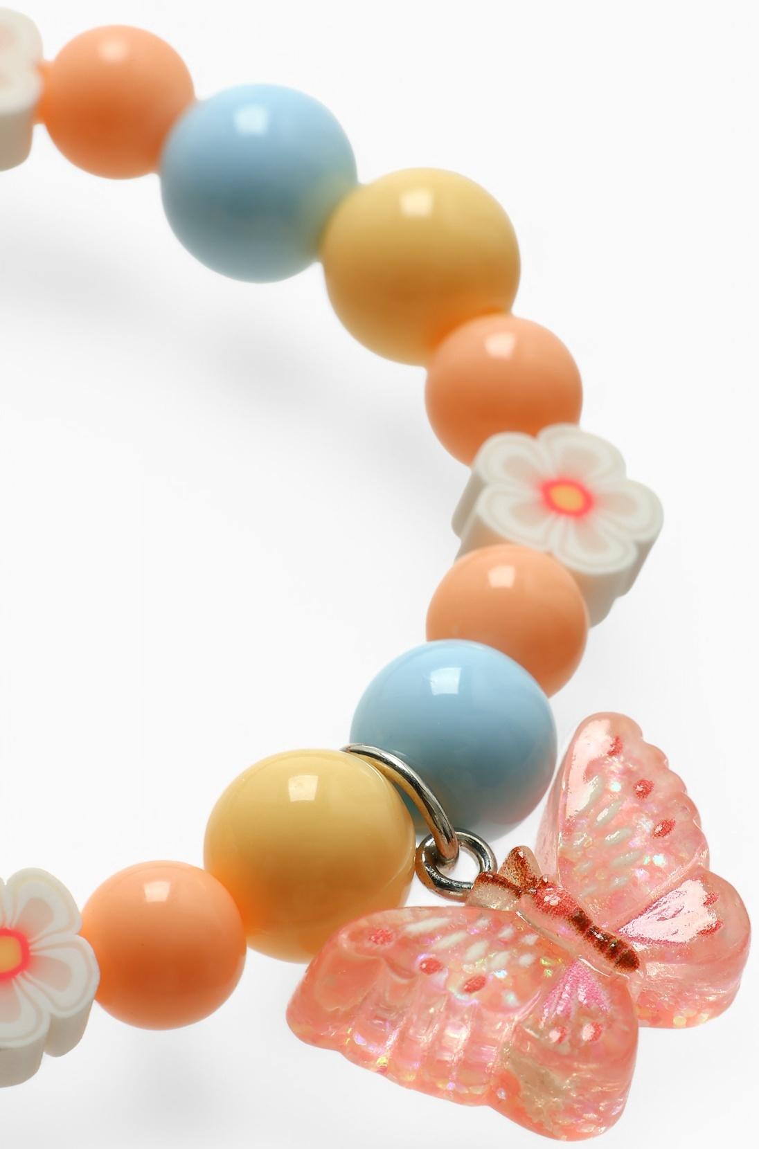 Браслет детский «Выбражулька» фимо с бусинами, бабочка с бусинами, цветной