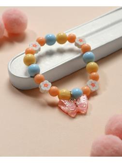 Браслет детский «Выбражулька» фимо с бусинами, бабочка с бусинами, цветной