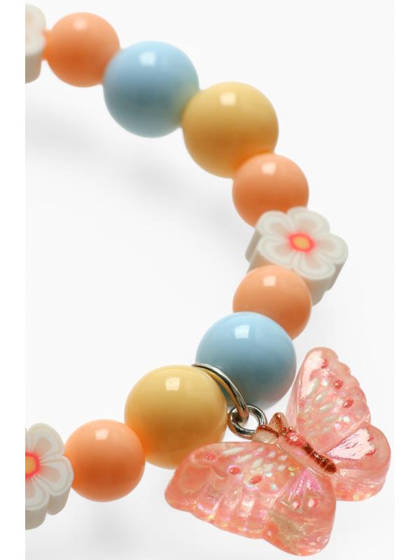 Браслет детский «Выбражулька» фимо с бусинами, бабочка с бусинами, цветной