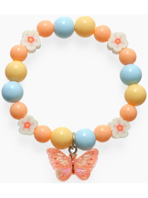 Браслет детский «Выбражулька» фимо с бусинами, бабочка с бусинами, цветной