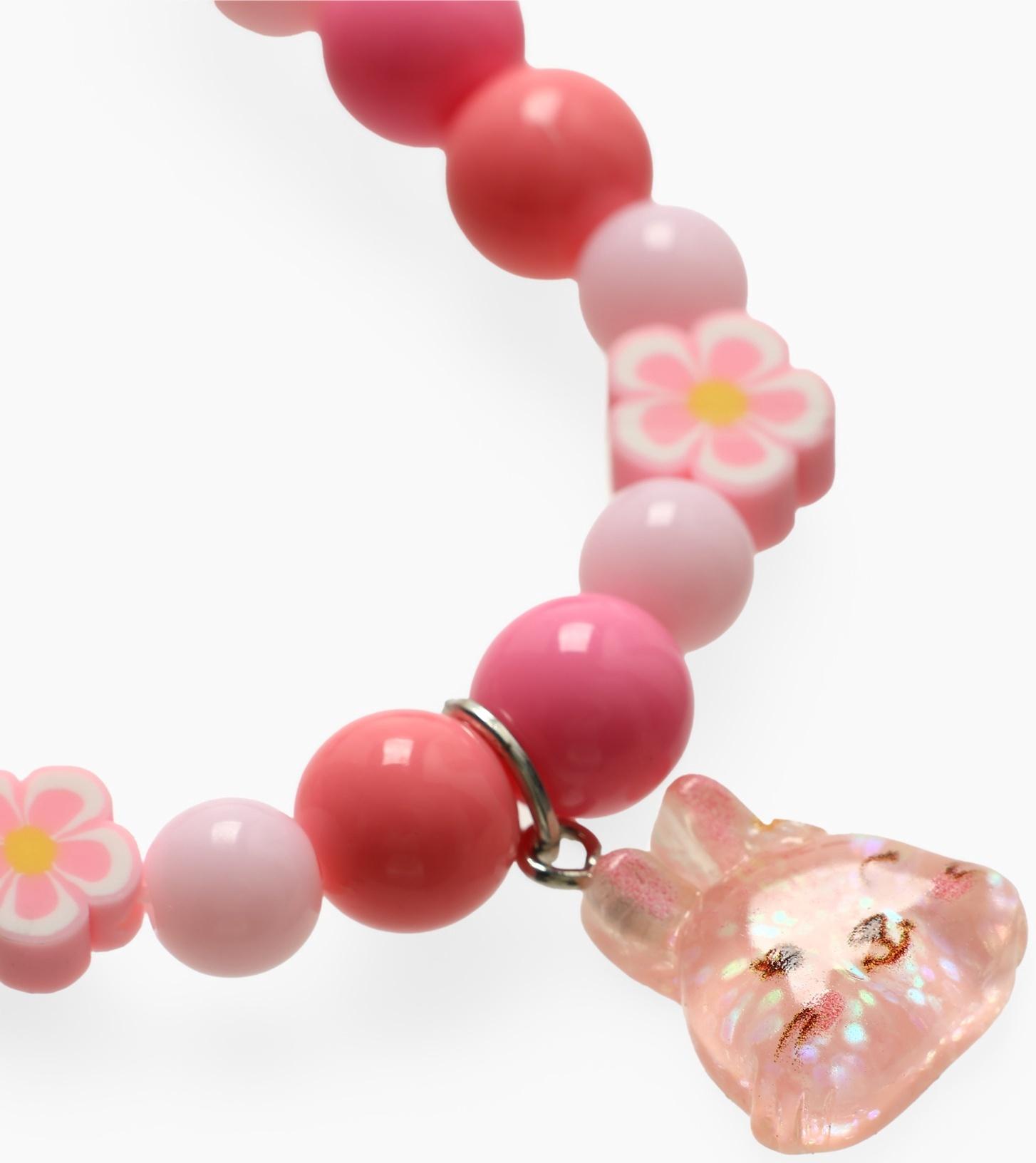 Браслет детский «Выбражулька» фимо с бусинами, зайчик с бусинами, розовый