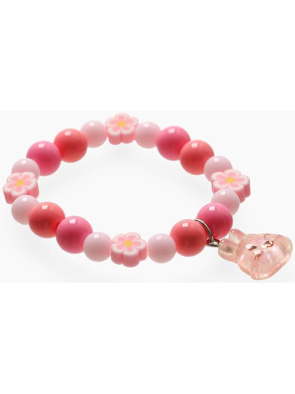 Браслет детский «Выбражулька» фимо с бусинами, зайчик с бусинами, розовый
