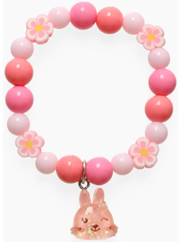 Браслет детский «Выбражулька» фимо с бусинами, зайчик с бусинами, розовый