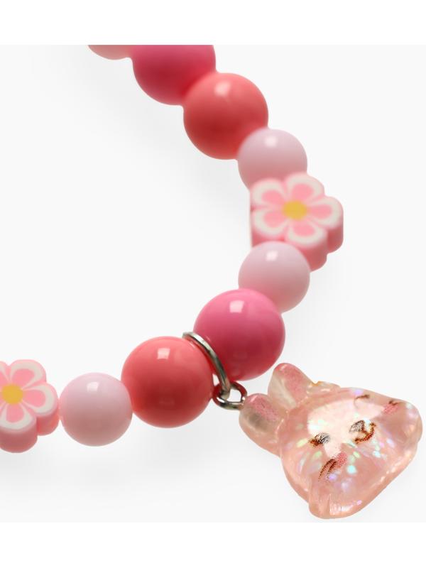 Браслет детский «Выбражулька» фимо с бусинами, зайчик с бусинами, розовый