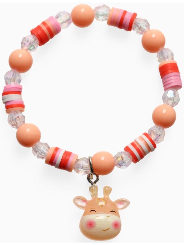 Браслет детский «Выбражулька» фимо с бусинами, жираф с бусинами, цветной
