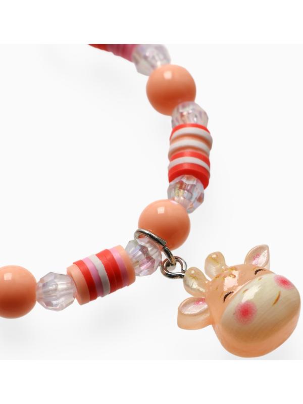 Браслет детский «Выбражулька» фимо с бусинами, жираф с бусинами, цветной