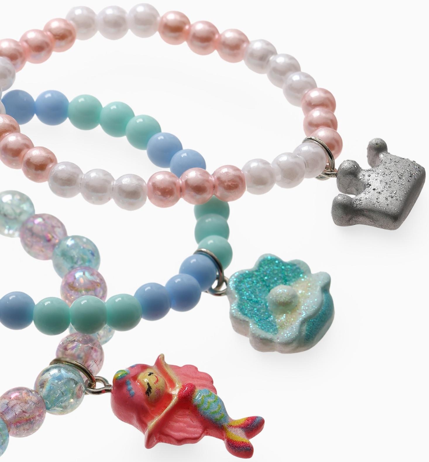 Браслет детский «Выбражулька», 3 шт. сияние, русалка, корона, ракушка, цветной