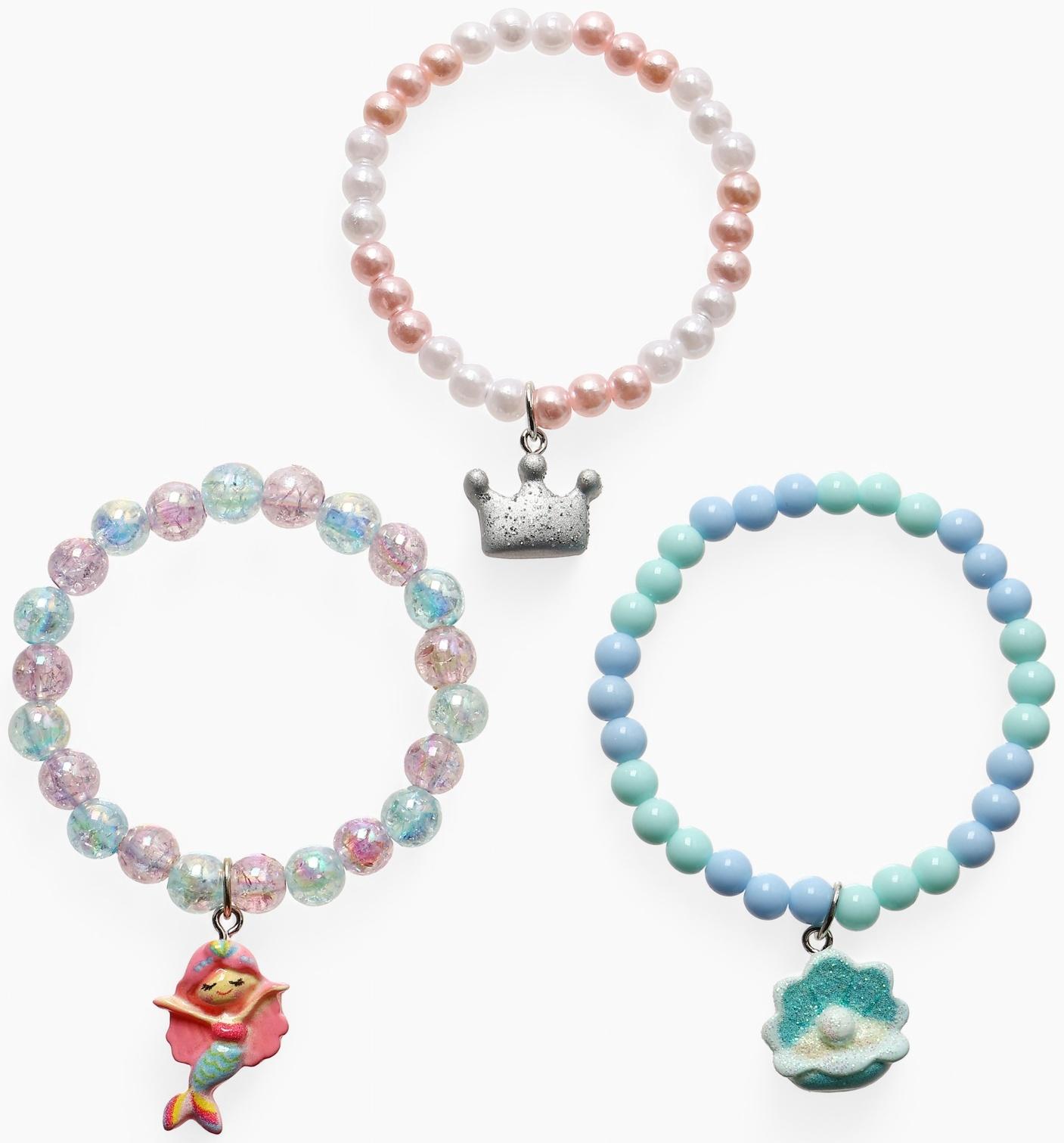 Браслет детский «Выбражулька», 3 шт. сияние, русалка, корона, ракушка, цветной