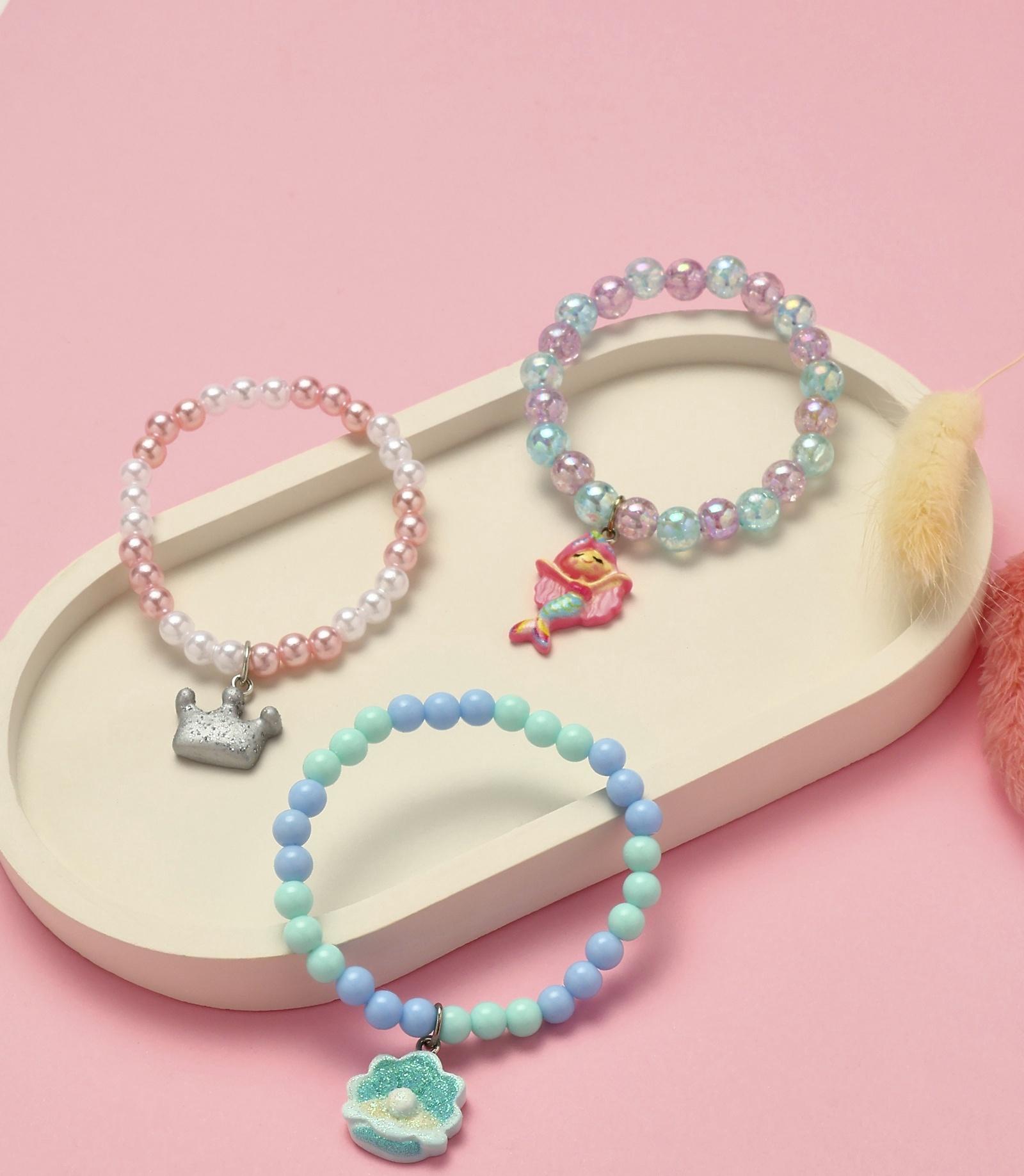 Браслет детский «Выбражулька», 3 шт. сияние, русалка, корона, ракушка, цветной