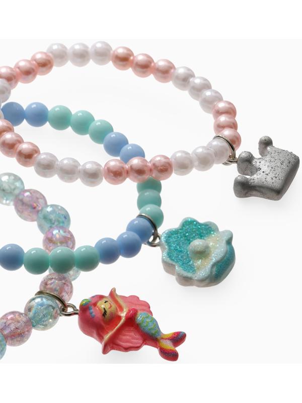 Браслет детский «Выбражулька», 3 шт. сияние, русалка, корона, ракушка, цветной
