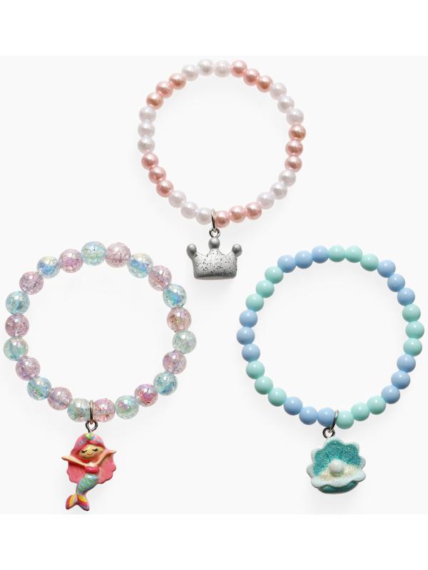 Браслет детский «Выбражулька», 3 шт. сияние, русалка, корона, ракушка, цветной