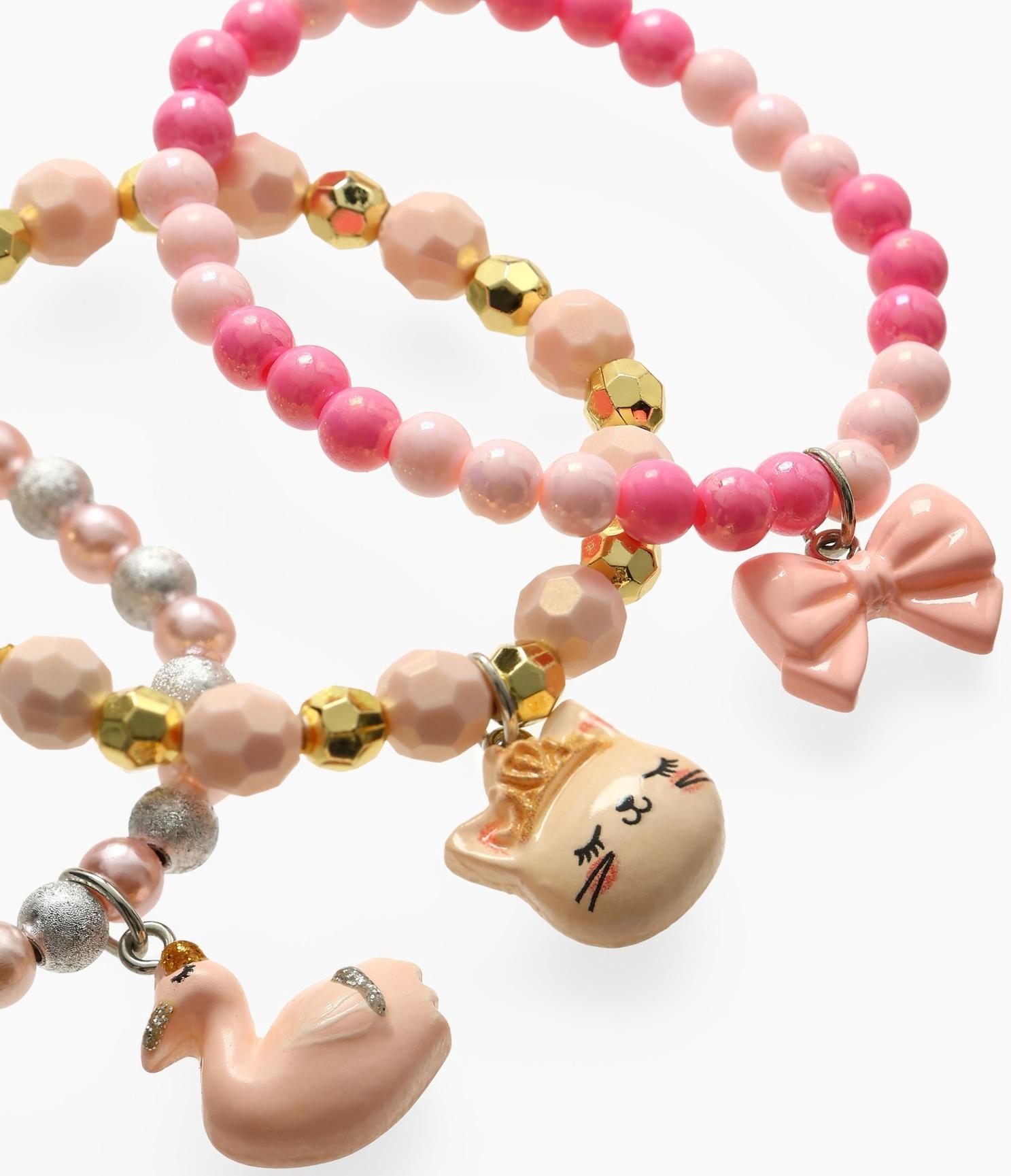 Браслет детский «Выбражулька», 3 шт. сияние, кот, лебедь, бант, цветной