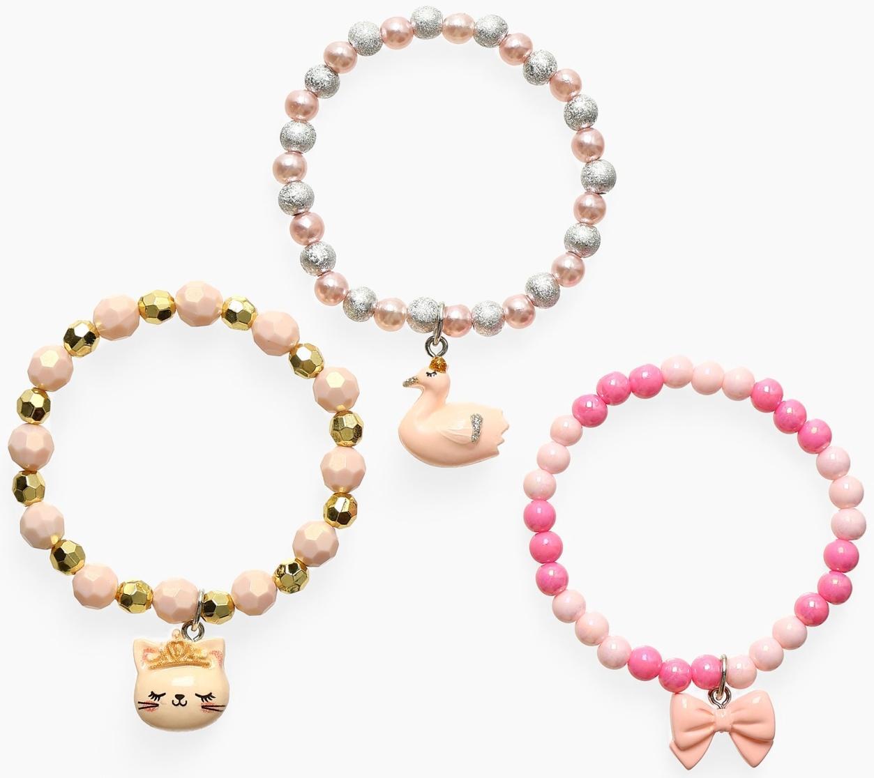 Браслет детский «Выбражулька», 3 шт. сияние, кот, лебедь, бант, цветной