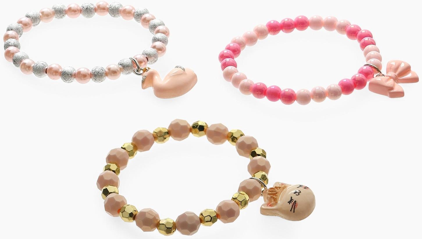 Браслет детский «Выбражулька», 3 шт. сияние, кот, лебедь, бант, цветной