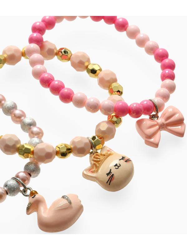 Браслет детский «Выбражулька», 3 шт. сияние, кот, лебедь, бант, цветной