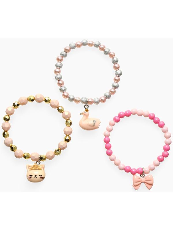 Браслет детский «Выбражулька», 3 шт. сияние, кот, лебедь, бант, цветной