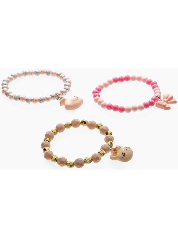 Браслет детский «Выбражулька», 3 шт. сияние, кот, лебедь, бант, цветной