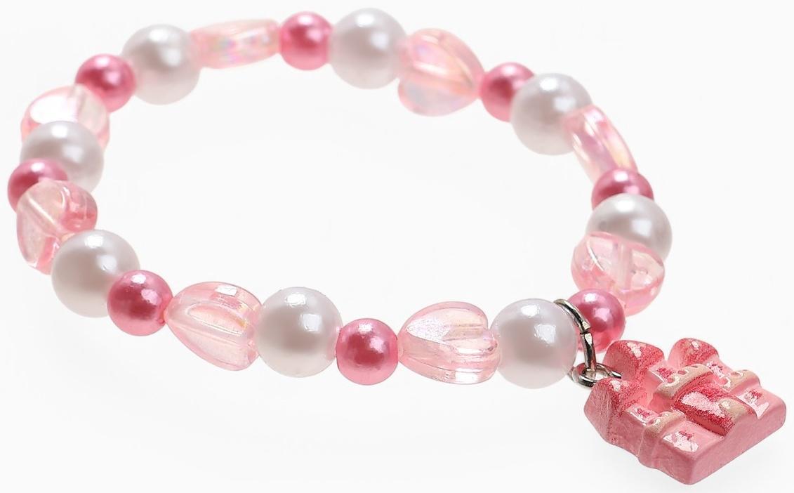 Набор детский Выбражулька «Корона», 2 предмета: кулон, браслет, замок, бело-розовый