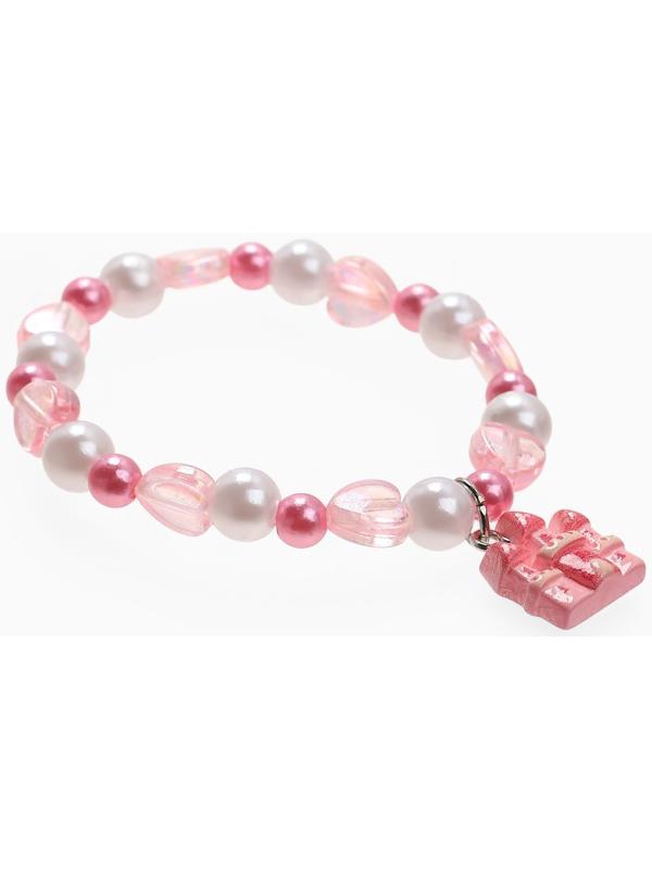 Набор детский Выбражулька «Корона», 2 предмета: кулон, браслет, замок, бело-розовый