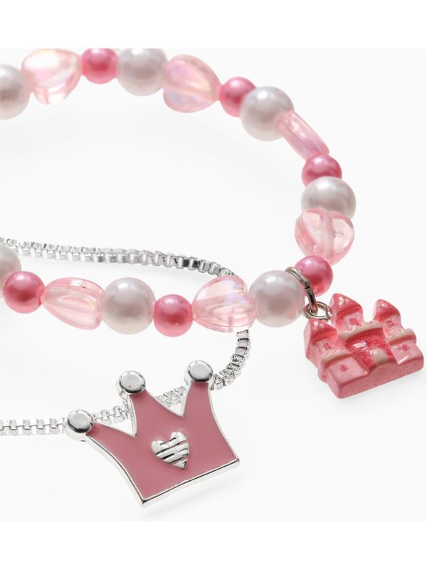 Набор детский Выбражулька «Корона», 2 предмета: кулон, браслет, замок, бело-розовый