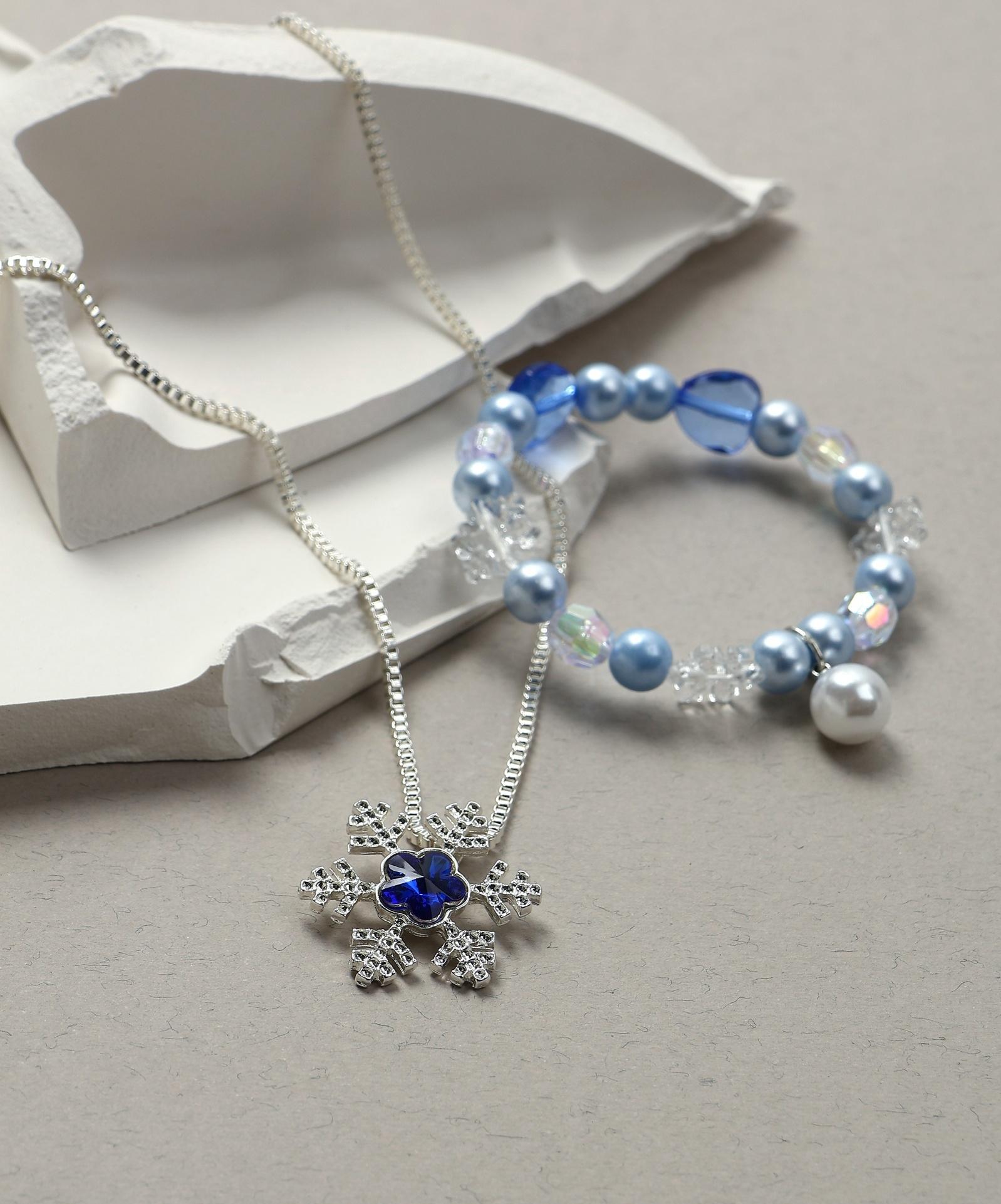 Набор детский Выбражулька «Зимняя принцесса», 2 предмета: кулон, браслет, бело-голубой