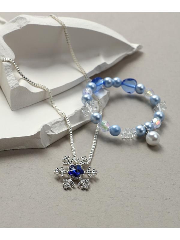Набор детский Выбражулька «Зимняя принцесса», 2 предмета: кулон, браслет, бело-голубой