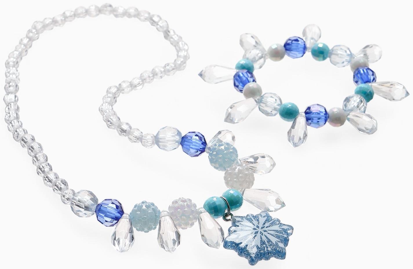 Набор детский Выбражулька «Снежинка», 2 предмета: кулон, браслет, бело-голубой