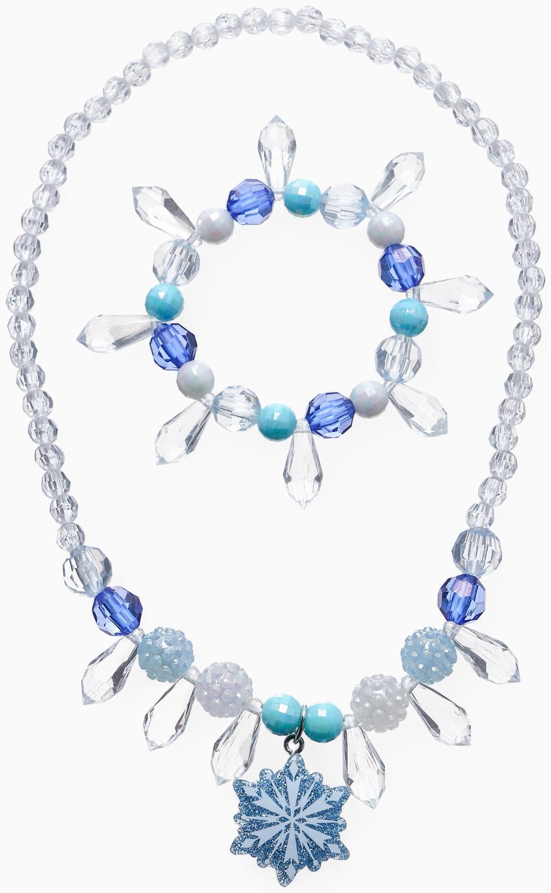 Набор детский Выбражулька «Снежинка», 2 предмета: кулон, браслет, бело-голубой