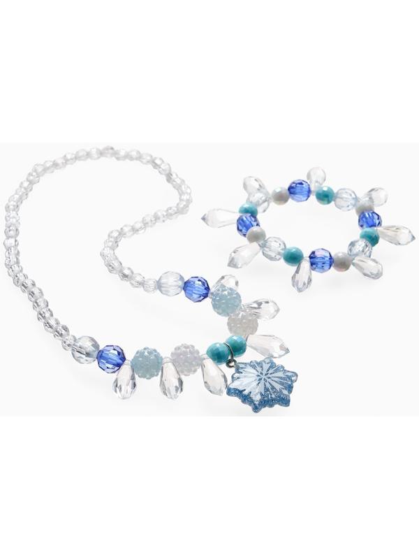 Набор детский Выбражулька «Снежинка», 2 предмета: кулон, браслет, бело-голубой