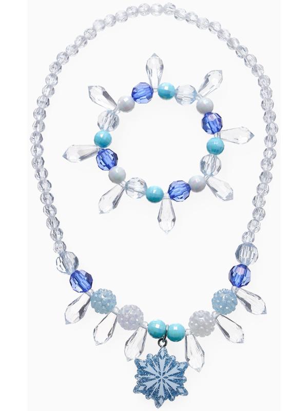 Набор детский Выбражулька «Снежинка», 2 предмета: кулон, браслет, бело-голубой