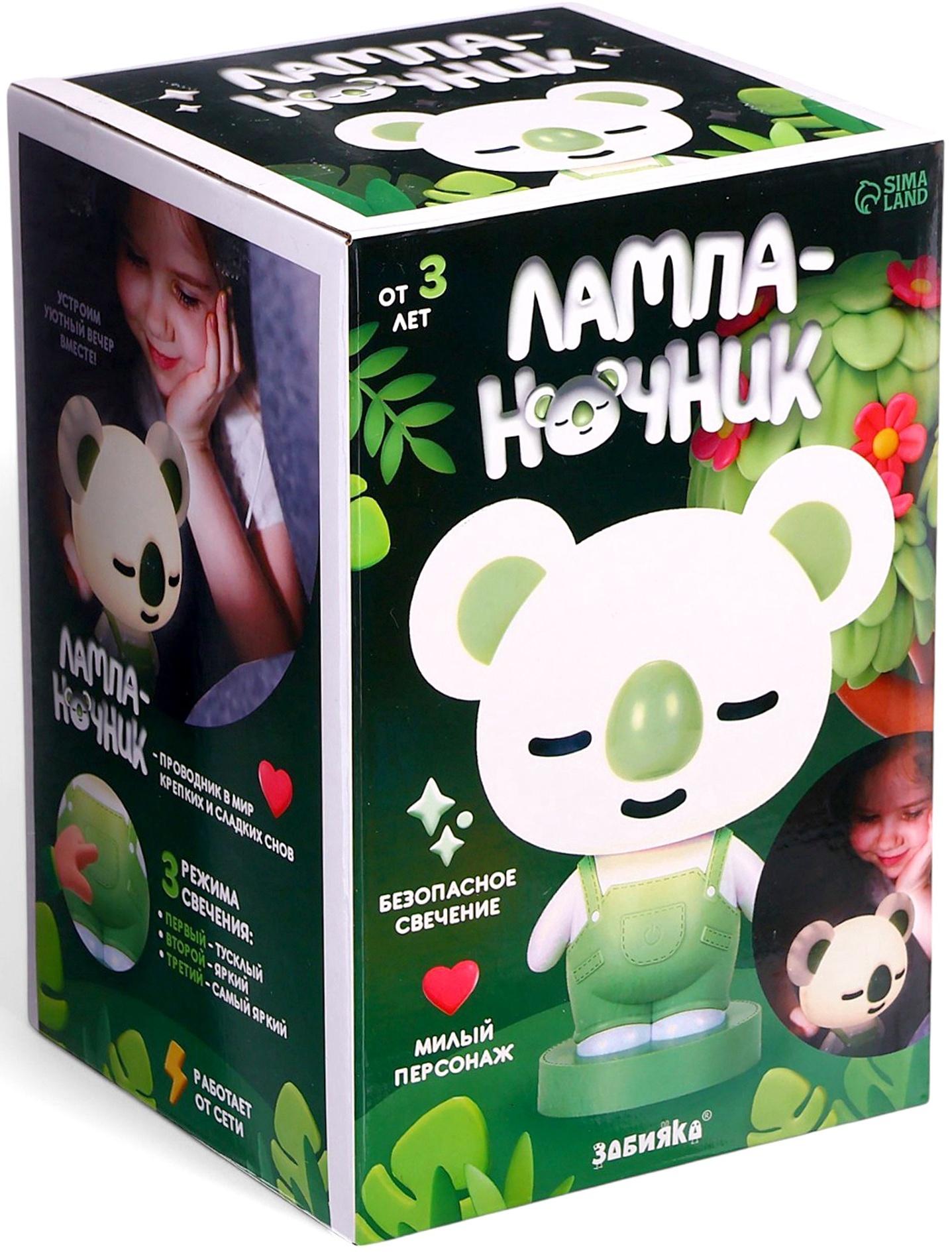 Лампа - ночник «Коала», световые эффекты, работает от сети, МИКС