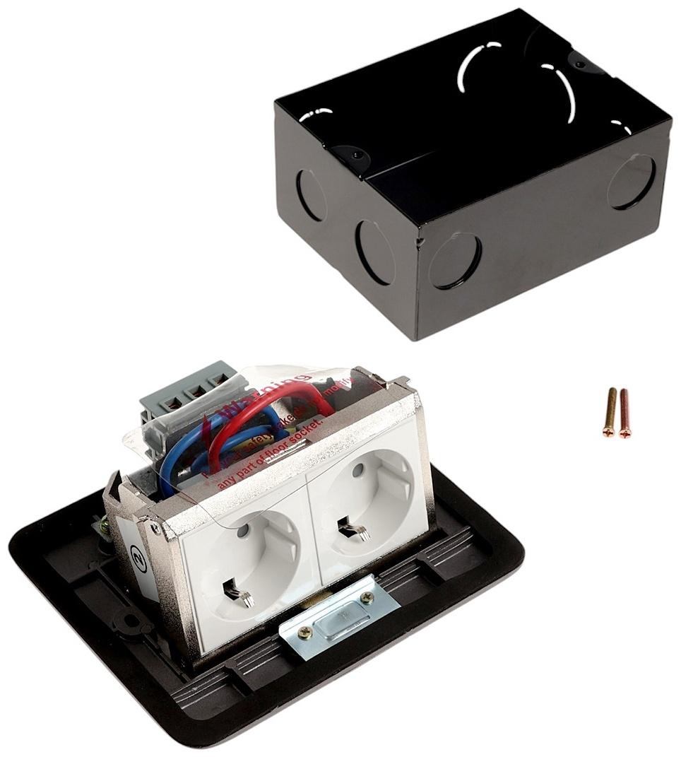 Розетка выдвижная, 16 А, двухместная, серая