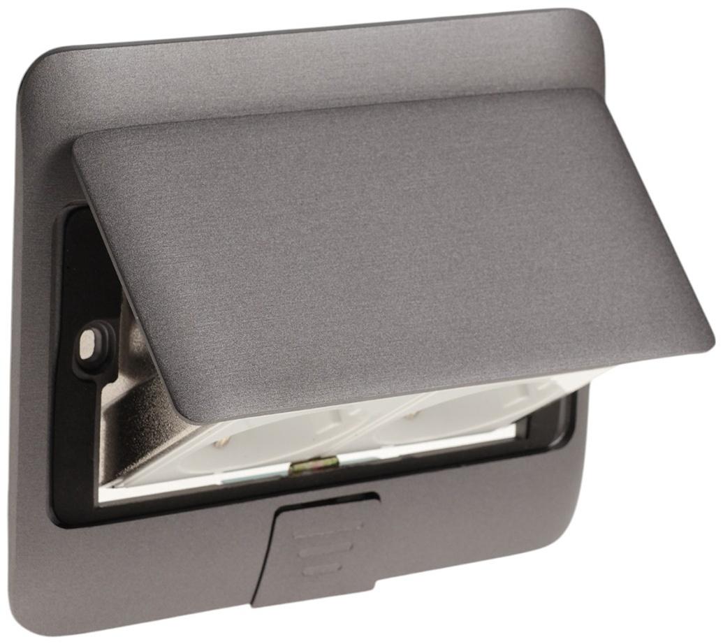 Розетка выдвижная, 16 А, двухместная, серая