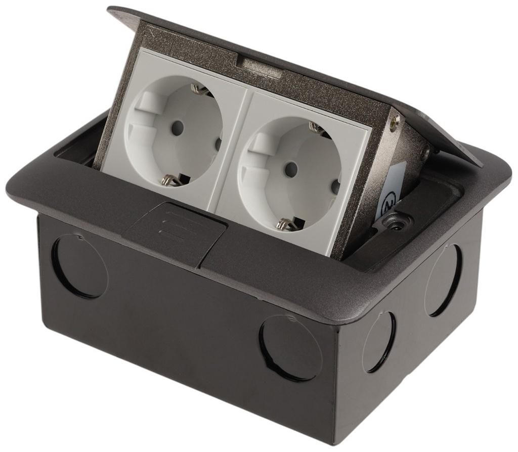 Розетка выдвижная, 16 А, двухместная, серая