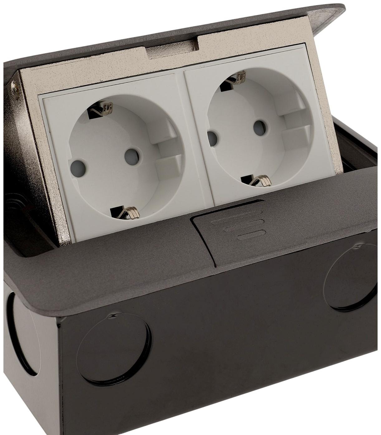 Розетка выдвижная, 16 А, двухместная, серая