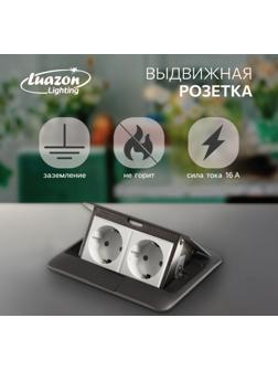 Розетка выдвижная, 16 А, двухместная, серая